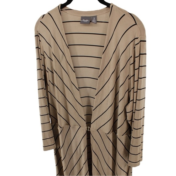 Chico’s Travelers Tab and Black Stripe Maxi Cardigan Capsule Chic Size XL - Picture 3 of 11